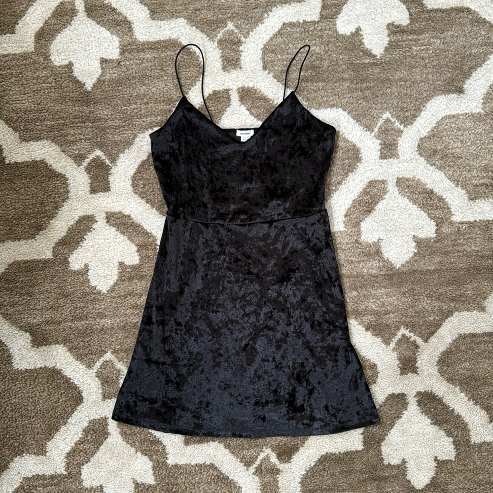 Garage Black velvet mini dress